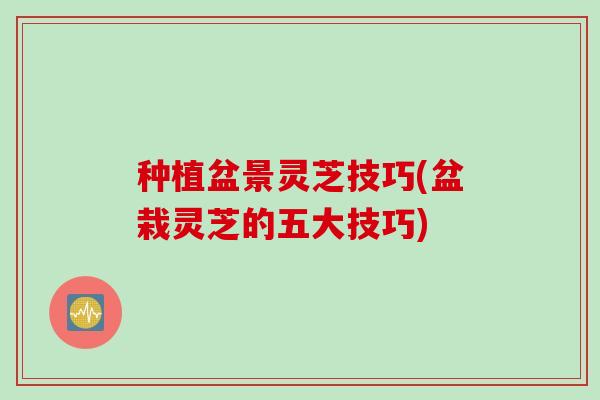 种植盆景灵芝技巧(盆栽灵芝的五大技巧)