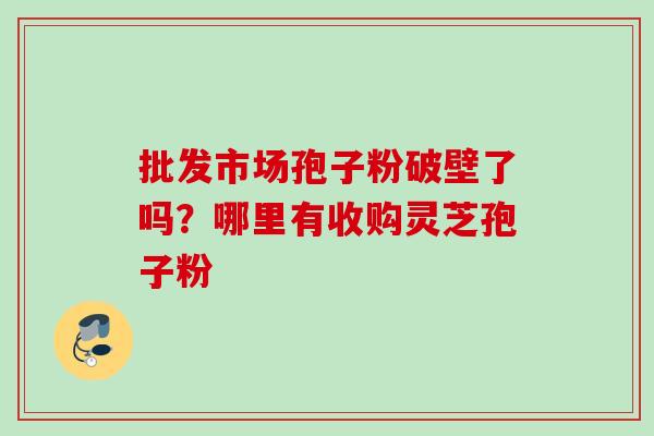 批发市场孢子粉破壁了吗？哪里有收购灵芝孢子粉