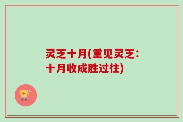 灵芝十月(重见灵芝：十月收成胜过往)