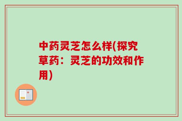 中药灵芝怎么样(探究草药：灵芝的功效和作用)