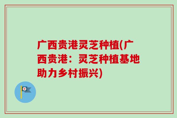 广西贵港灵芝种植(广西贵港：灵芝种植基地助力乡村振兴)