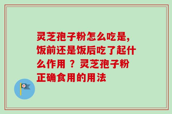 灵芝孢子粉怎么吃是,饭前还是饭后吃了起什么作用 ？灵芝孢子粉正确食用的用法
