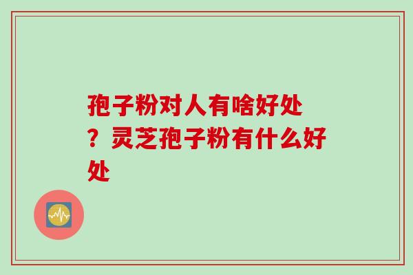 孢子粉对人有啥好处 ？灵芝孢子粉有什么好处