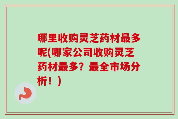哪里收购灵芝药材最多呢(哪家公司收购灵芝药材最多？最全市场分析！)