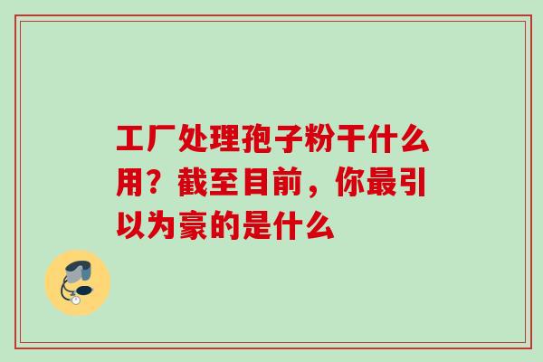 工厂处理孢子粉干什么用？截至目前，你最引以为豪的是什么