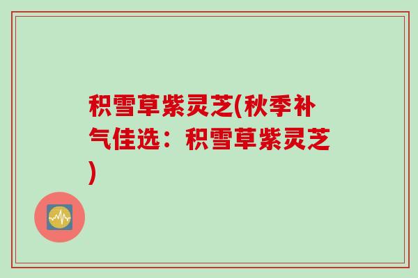 积雪草紫灵芝(秋季补气佳选：积雪草紫灵芝)