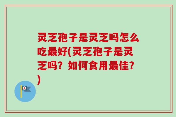 灵芝孢子是灵芝吗怎么吃最好(灵芝孢子是灵芝吗？如何食用最佳？)