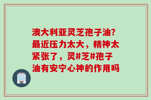 澳大利亚灵芝孢子油？最近压力太大，精神太紧张了，灵#芝#孢子油有安宁心神的作用吗