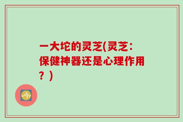 一大坨的灵芝(灵芝：保健神器还是心理作用？)