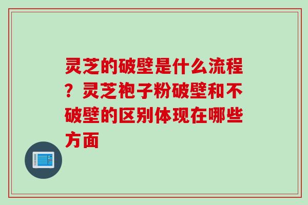 灵芝的破壁是什么流程？灵芝袍子粉破壁和不破壁的区别体现在哪些方面