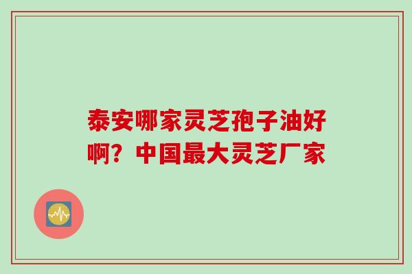 泰安哪家灵芝孢子油好啊？中国最大灵芝厂家