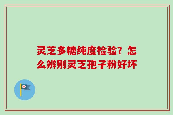 灵芝多糖纯度检验？怎么辨别灵芝孢子粉好坏