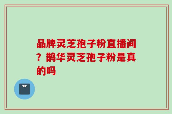 品牌灵芝孢子粉直播间？鹊华灵芝孢子粉是真的吗