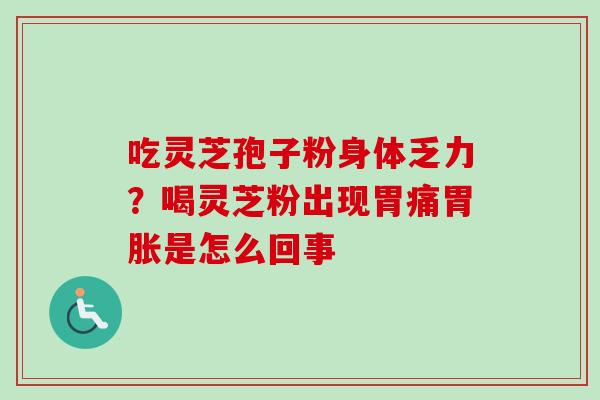 吃灵芝孢子粉身体乏力？喝灵芝粉出现胃痛胃胀是怎么回事
