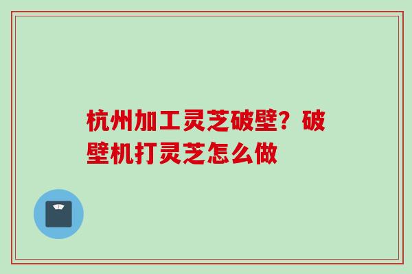 杭州加工灵芝破壁？破壁机打灵芝怎么做