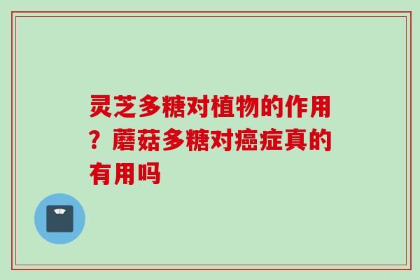灵芝多糖对植物的作用？蘑菇多糖对癌症真的有用吗