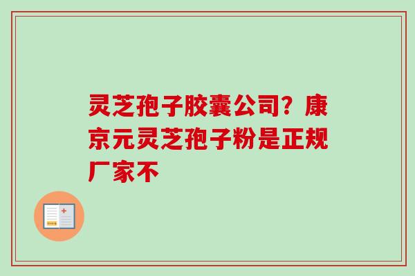 灵芝孢子胶囊公司？康京元灵芝孢子粉是正规厂家不