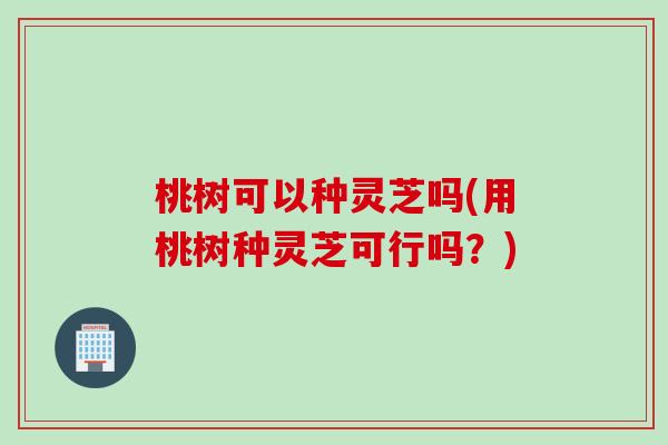 桃树可以种灵芝吗(用桃树种灵芝可行吗？)