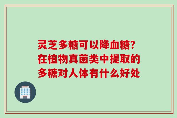 灵芝多糖可以降血糖？在植物真菌类中提取的多糖对人体有什么好处