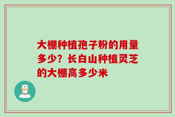 大棚种植孢子粉的用量多少？长白山种植灵芝的大棚高多少米