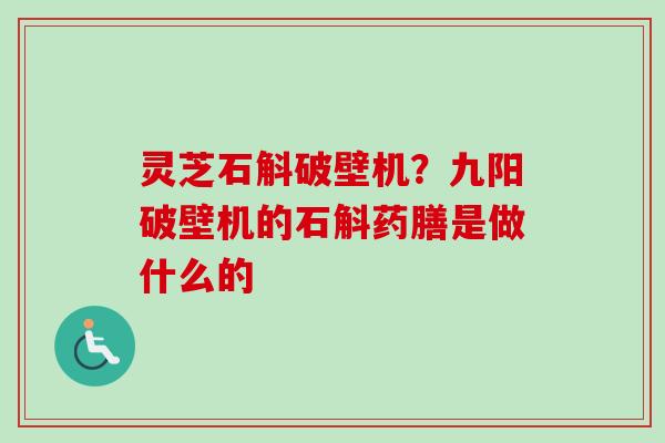 灵芝石斛破壁机？九阳破壁机的石斛药膳是做什么的