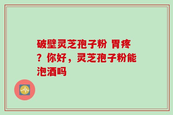 破壁灵芝孢子粉 胃疼？你好，灵芝孢子粉能泡酒吗