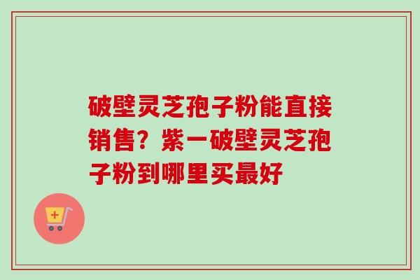破壁灵芝孢子粉能直接销售？紫一破壁灵芝孢子粉到哪里买最好