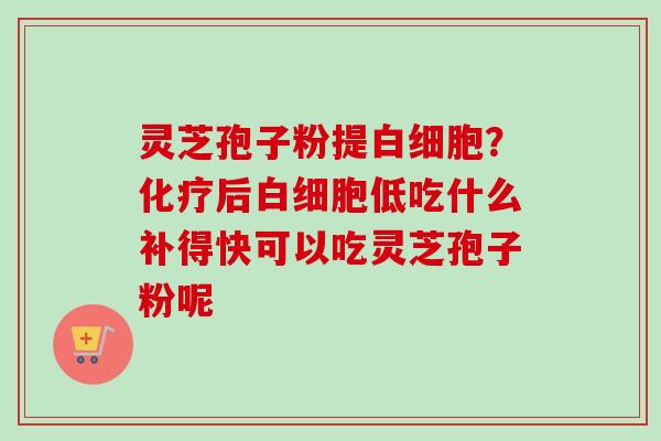 灵芝孢子粉提白细胞？化疗后白细胞低吃什么补得快可以吃灵芝孢子粉呢