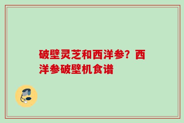 破壁灵芝和西洋参？西洋参破壁机食谱