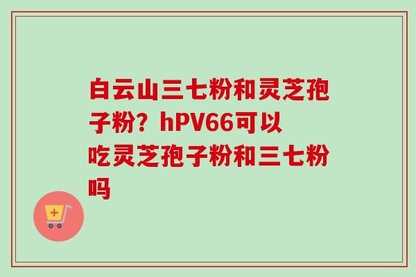 白云山三七粉和灵芝孢子粉？hPV66可以吃灵芝孢子粉和三七粉吗