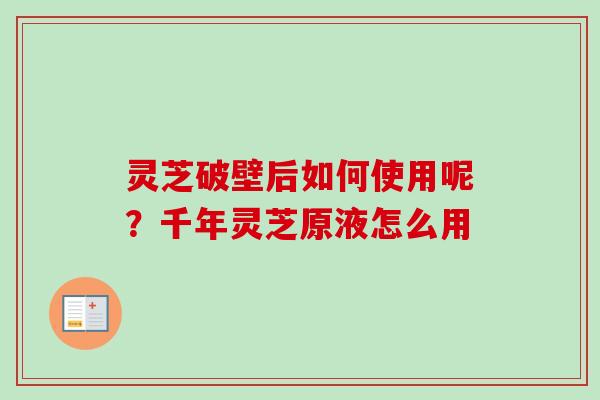 灵芝破壁后如何使用呢？千年灵芝原液怎么用