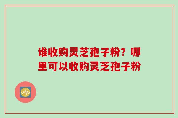 谁收购灵芝孢子粉？哪里可以收购灵芝孢子粉