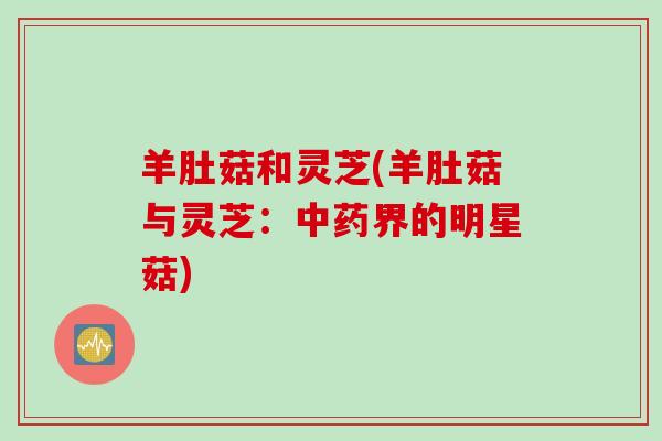 羊肚菇和灵芝(羊肚菇与灵芝：中药界的明星菇)