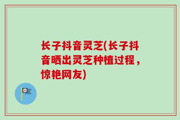 长子抖音灵芝(长子抖音晒出灵芝种植过程,惊艳网友) 长子抖音灵芝(长子抖音晒出灵芝种植过程,惊艳网友)