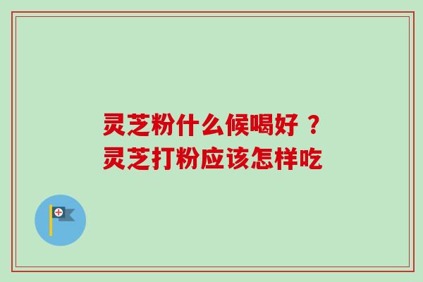 灵芝粉什么候喝好 ？灵芝打粉应该怎样吃