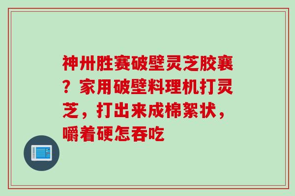 神卅胜赛破壁灵芝胶襄？家用破壁料理机打灵芝，打出来成棉絮状，嚼着硬怎吞吃