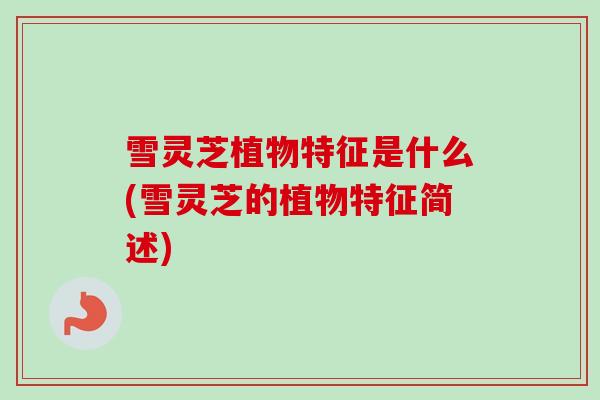 雪灵芝植物特征是什么(雪灵芝的植物特征简述)