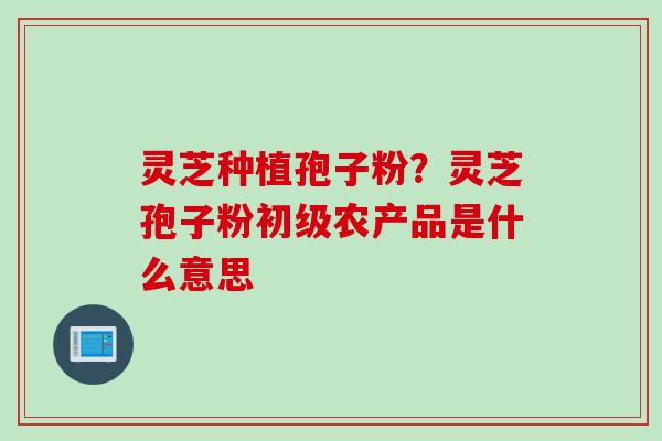 灵芝种植孢子粉？灵芝孢子粉初级农产品是什么意思
