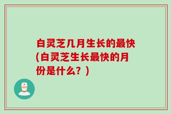 白灵芝几月生长的最快(白灵芝生长最快的月份是什么？)