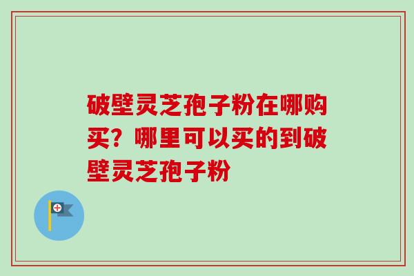 破壁灵芝孢子粉在哪购买？哪里可以买的到破壁灵芝孢子粉