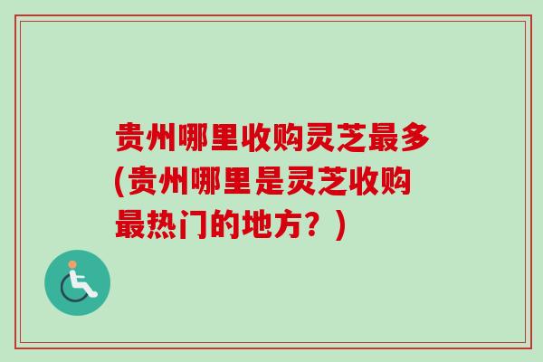 贵州哪里收购灵芝最多(贵州哪里是灵芝收购最热门的地方？)