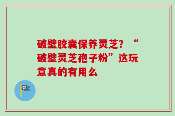 破壁胶囊保养灵芝？“破壁灵芝孢子粉”这玩意真的有用么
