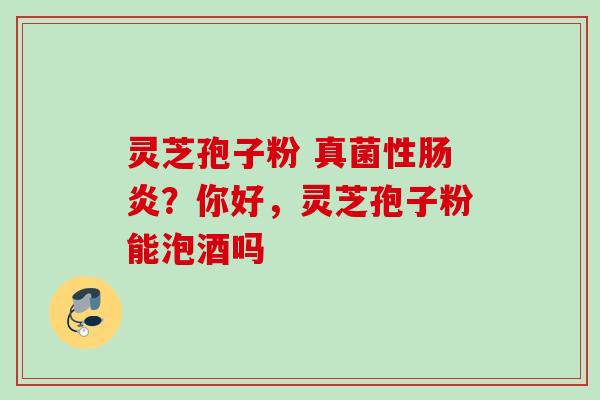 灵芝孢子粉 真菌性肠炎？你好，灵芝孢子粉能泡酒吗