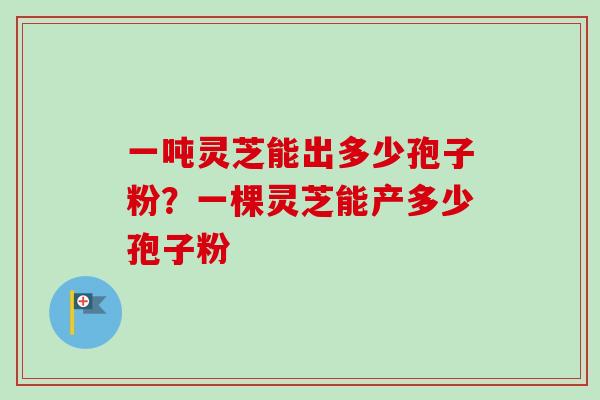 一吨灵芝能出多少孢子粉？一棵灵芝能产多少孢子粉