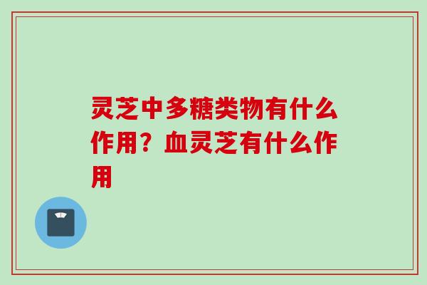 灵芝中多糖类物有什么作用？血灵芝有什么作用