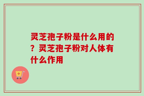 灵芝孢子粉是什么用的？灵芝孢子粉对人体有什么作用