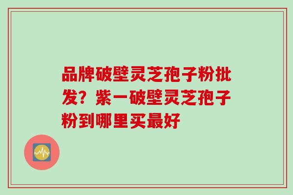 品牌破壁灵芝孢子粉批发？紫一破壁灵芝孢子粉到哪里买最好