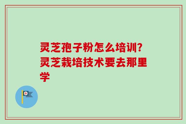 灵芝孢子粉怎么培训？灵芝栽培技术要去那里学
