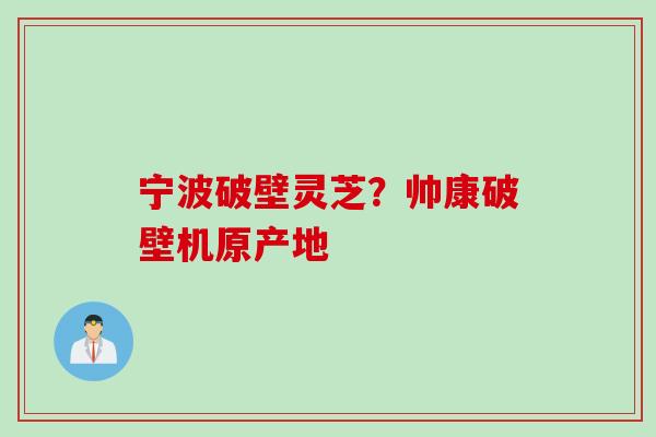 宁波破壁灵芝？帅康破壁机原产地