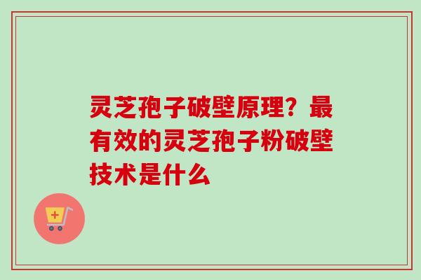 灵芝孢子破壁原理？最有效的灵芝孢子粉破壁技术是什么